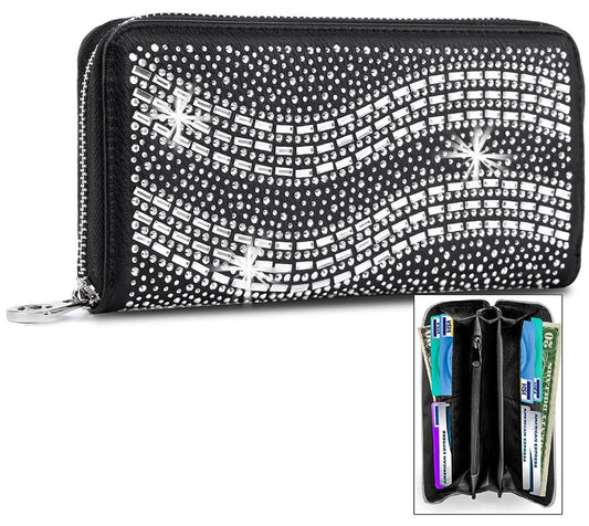 Wave Design Accordion Wallet - Black