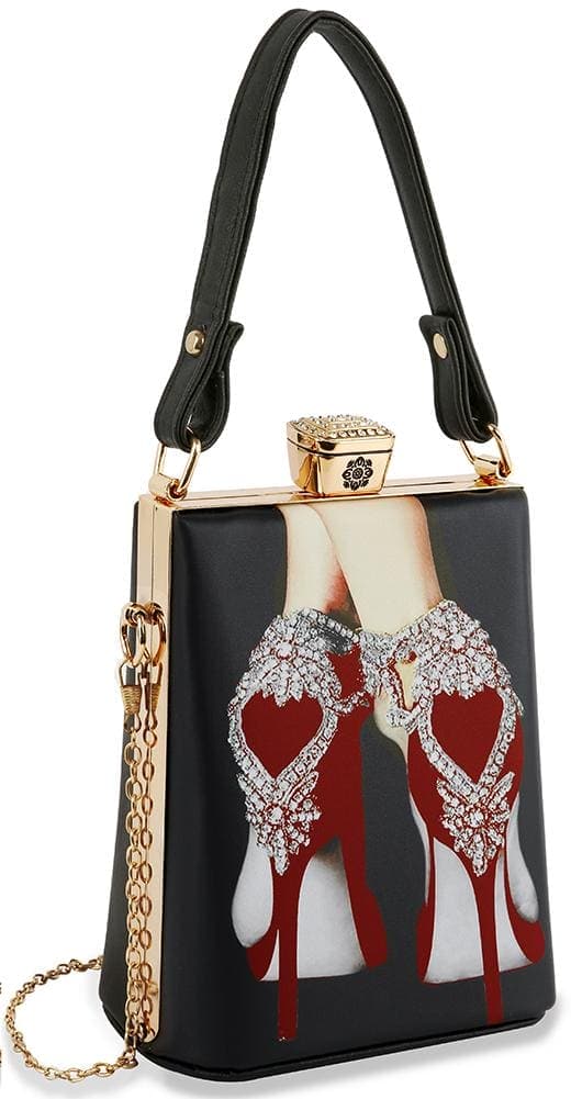 You have arrived when your handbag doubles as a piece of art! * 4L single  carrying handle; 22L detachable chain strap. * Faux leather with lined  interior and 1 side pocket. *