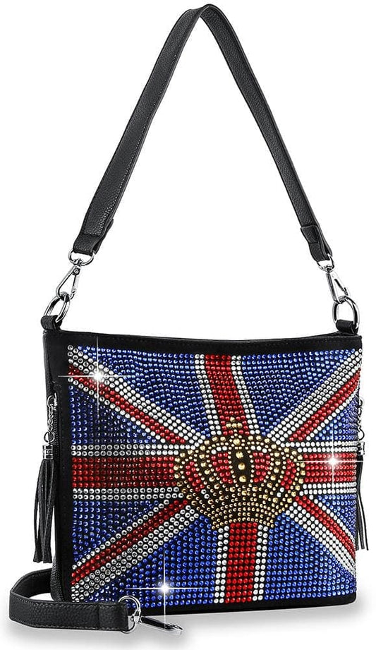 Dazzling British Flag Hobo Crossbody Sling - Black