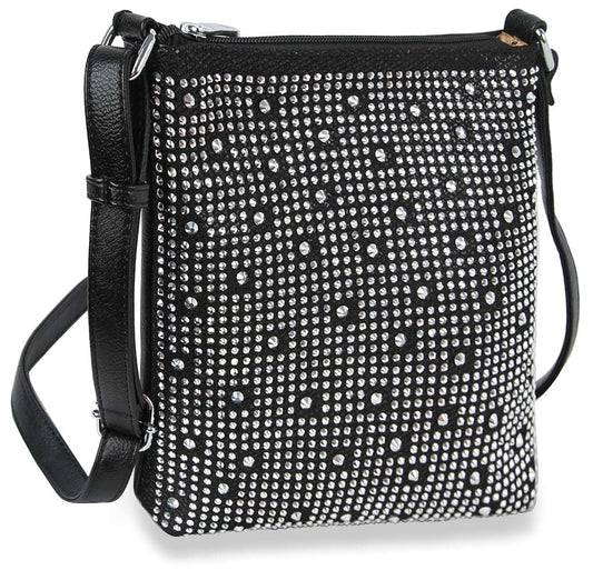 Rhinestone Bling Crossbody Sling - Black