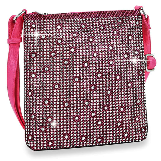 Rhinestone Bling Crossbody Sling - Fuchsia