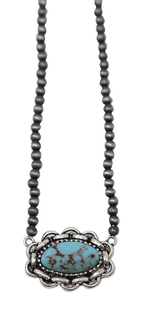 Bead and Stone Necklace - Turquoise