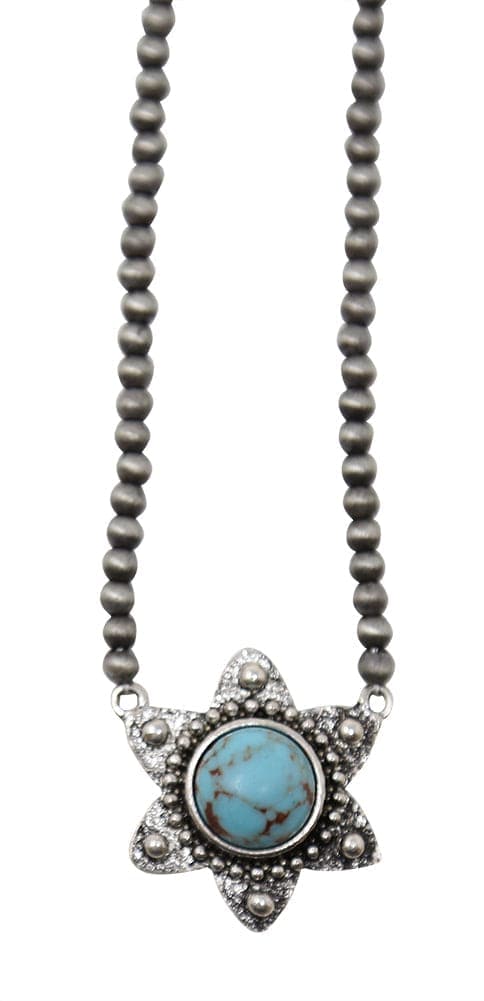 Bead and Stone Necklace - Turquoise