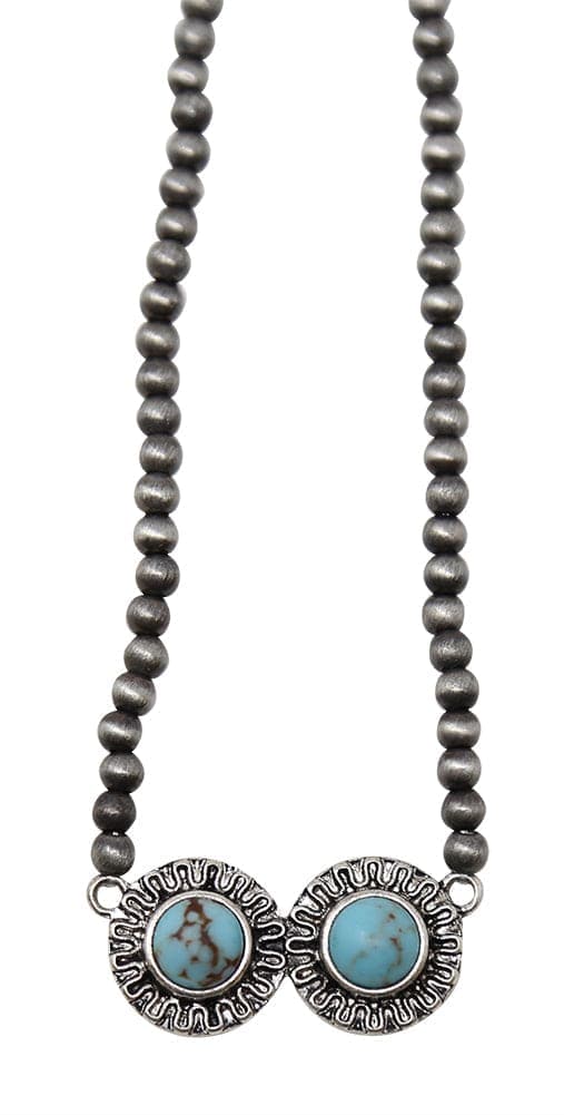 Bead and Stone Necklace - Turquoise