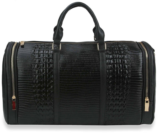 Alligator Embossed Large Carry-On Handbag - LHU308-BK