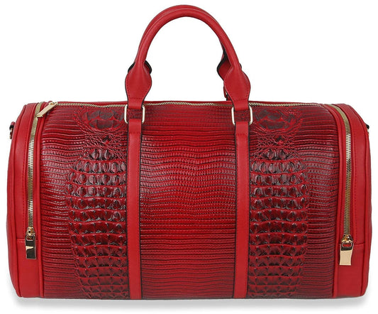 Alligator Embossed Large Carry-On Handbag - LHU308-RD