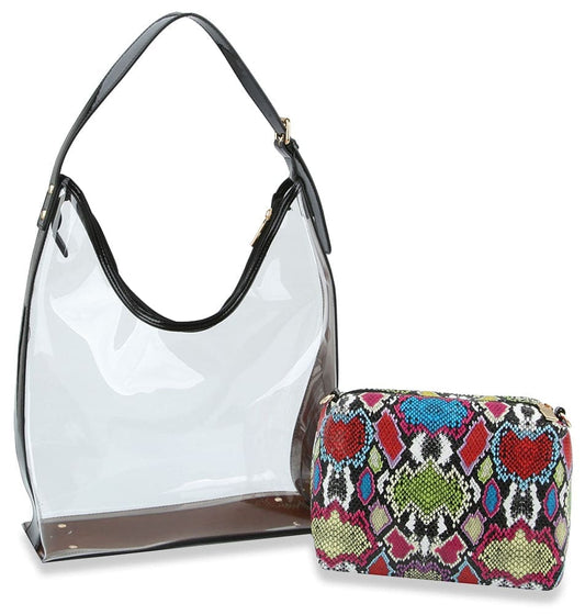 Snakeskin Print Clear Tote Set