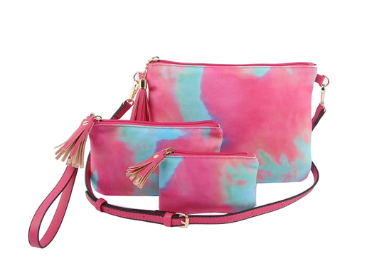 Three Piece Canvas Print Shoulder Bag Set