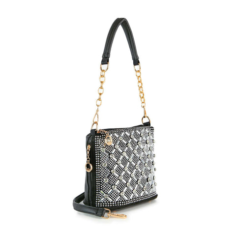 Spectacular Rhinestone Patterned Hobo Handbag