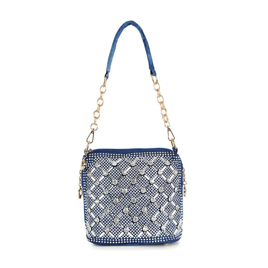 Spectacular Rhinestone Patterned Hobo Handbag