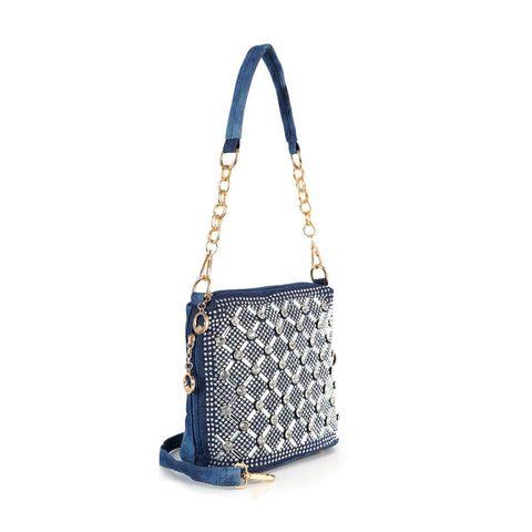 Spectacular Rhinestone Patterned Hobo Handbag