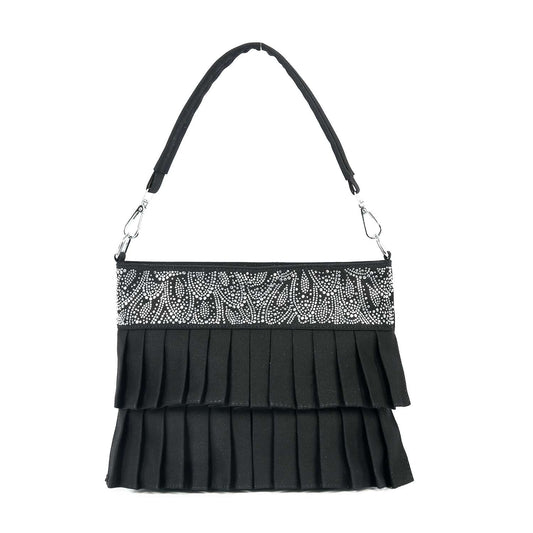 Bling Pattern Pleated Denim Crossbody Sling
