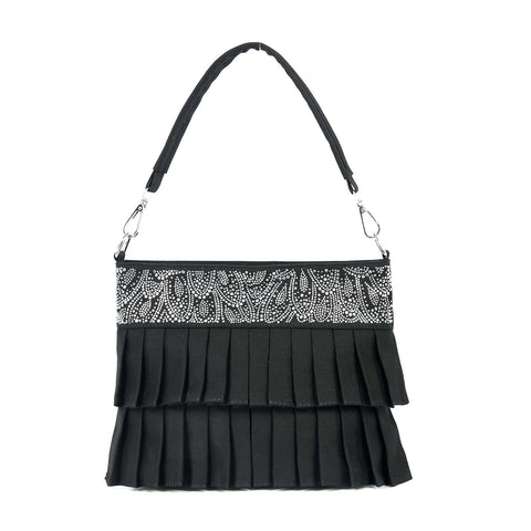 Bling Pattern Pleated Denim Crossbody Sling
