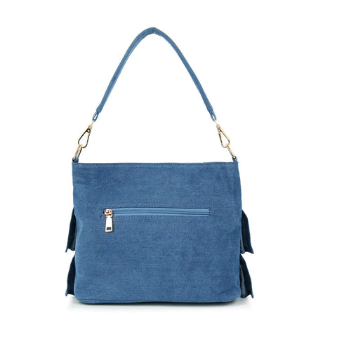 Bling Pattern Pleated Denim Crossbody Sling