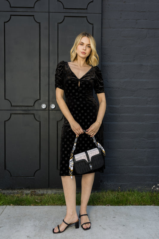 Scarf Accented Sparkling Shoulder Bag