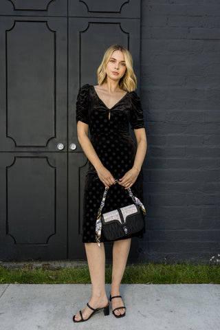 Scarf Accented Sparkling Shoulder Bag