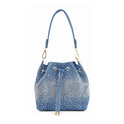 Glamorous Rhinestone Design Drawstring Hobo