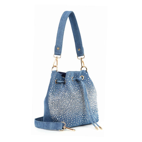 Glamorous Rhinestone Design Drawstring Hobo