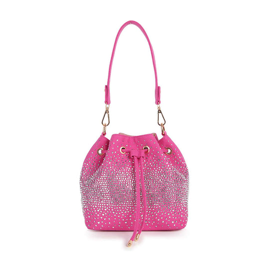 Glamorous Rhinestone Design Drawstring Hobo