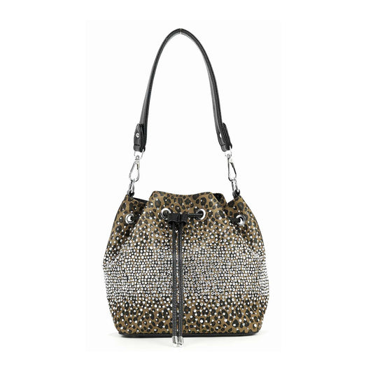 Glamorous Rhinestone Design Drawstring Hobo