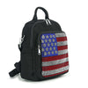 Rhinestone Bling Flag Design Canvas Backpack