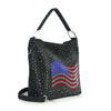 Waving Rhinestone Bling Flag Hobo Handbag