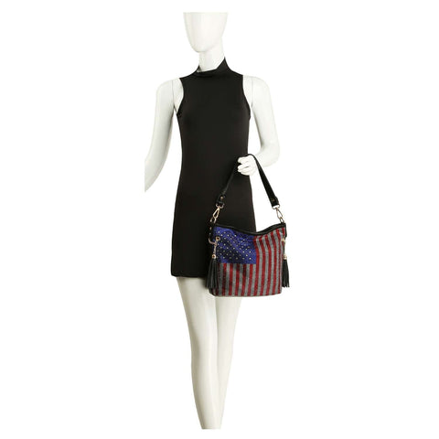 Rhinestone Flag Americana Shoulder Bag