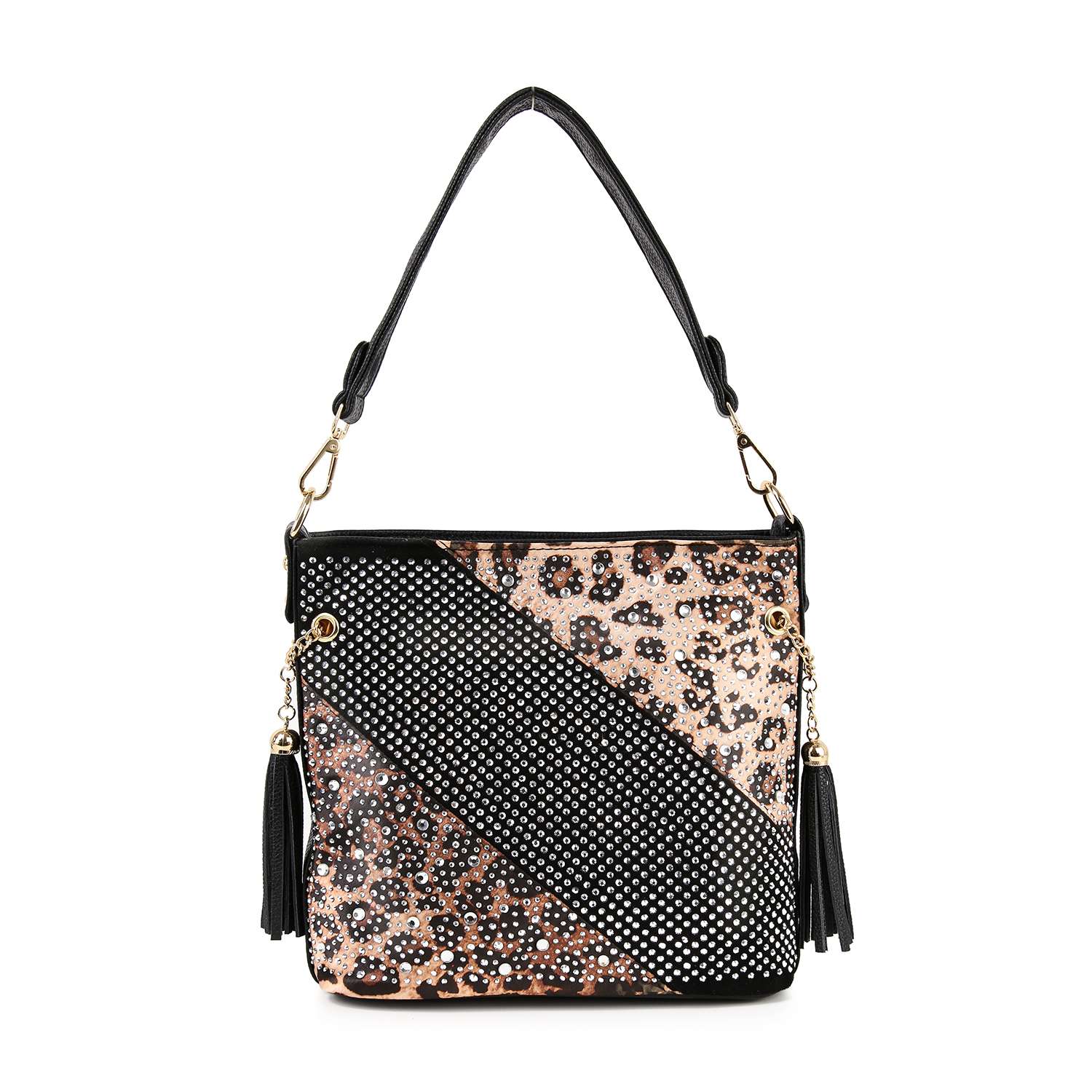 Bold Rhinestone Print Leopard Hobo Crossbody – handbagexpress