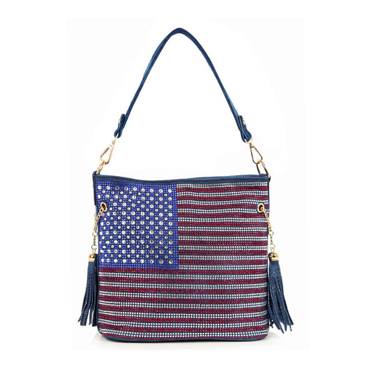 Rhinestone Flag Americana Hobo Crossbody