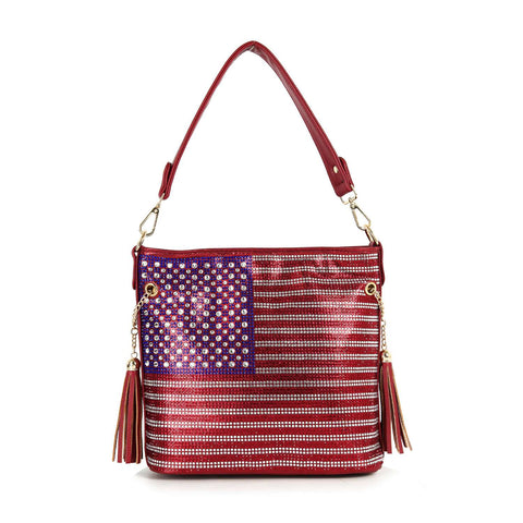 Rhinestone Flag Americana Hobo Crossbody