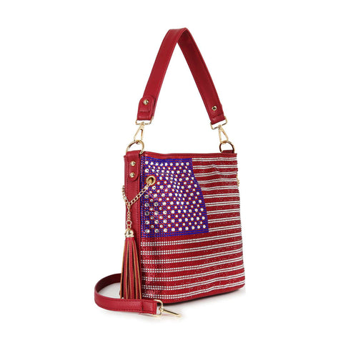 Rhinestone Flag Americana Hobo Crossbody
