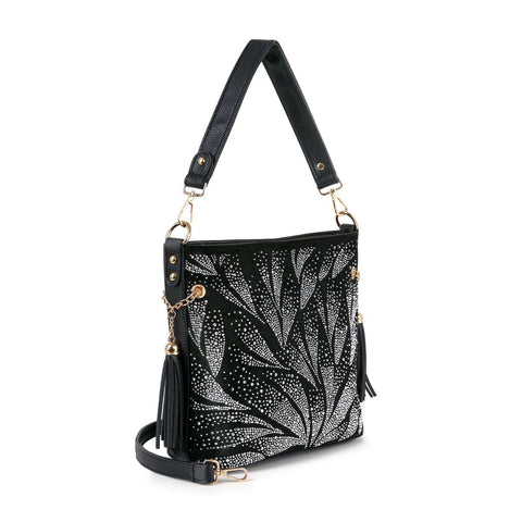 Stunning Rhinestone Pattern Hobo Crossbody