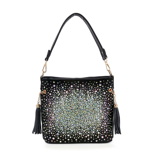 Iridescent Rhinestone Hobo Crossbody