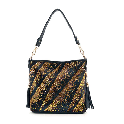 Beautifully Unique Rhinestone Pattern Crossbody Hobo