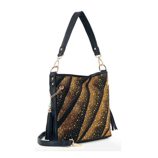 Beautifully Unique Rhinestone Pattern Crossbody Hobo