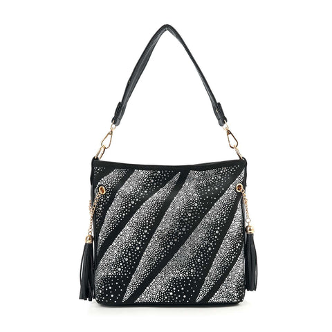 Beautifully Unique Rhinestone Pattern Crossbody Hobo