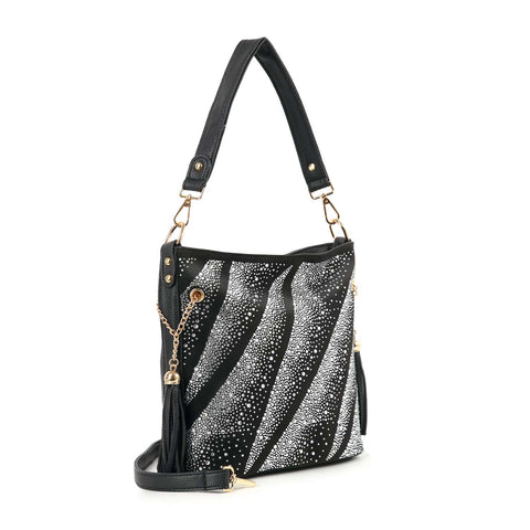 Beautifully Unique Rhinestone Pattern Crossbody Hobo
