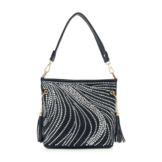 Rhinestone Design Hobo Crossbody Bag