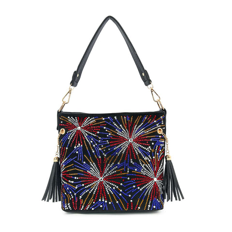 Rhinestone Fourth of July Explosion Hobo Crossbody
