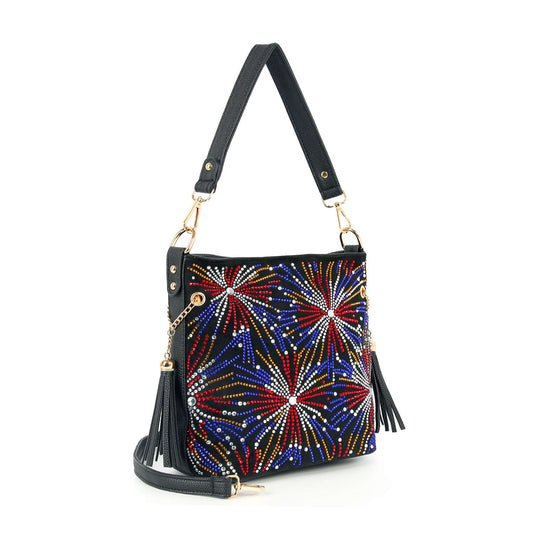 Rhinestone Fourth of July Explosion Hobo Crossbody