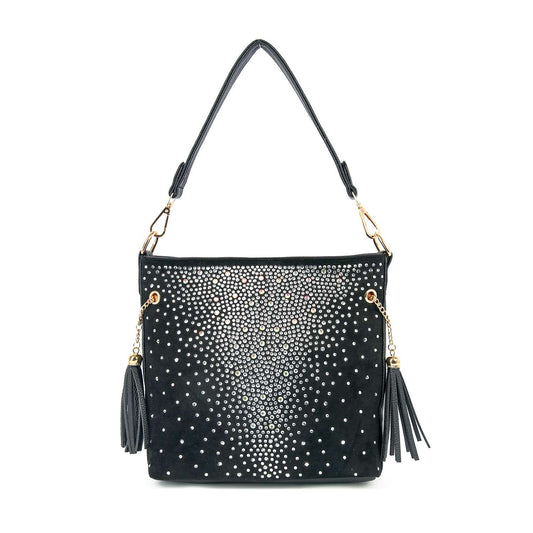 Stunning Iridescent Rhinestone Design Hobo Crossbody