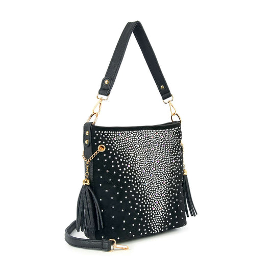 Stunning Iridescent Rhinestone Design Hobo Crossbody