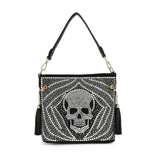 Unique Bling Skull Design Hobo Crossbody