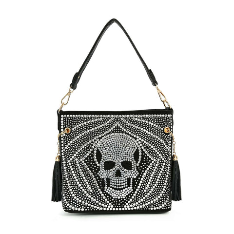 Unique Bling Skull Design Hobo Crossbody