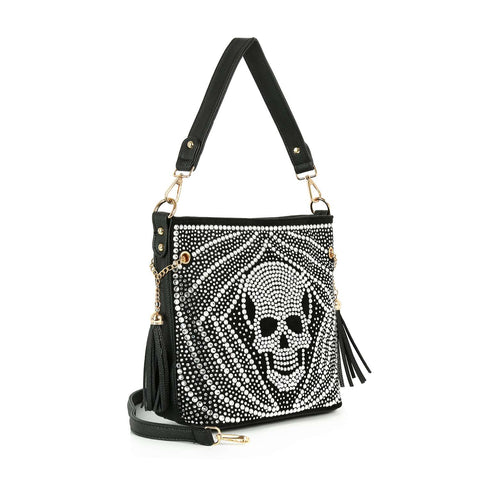Unique Bling Skull Design Hobo Crossbody