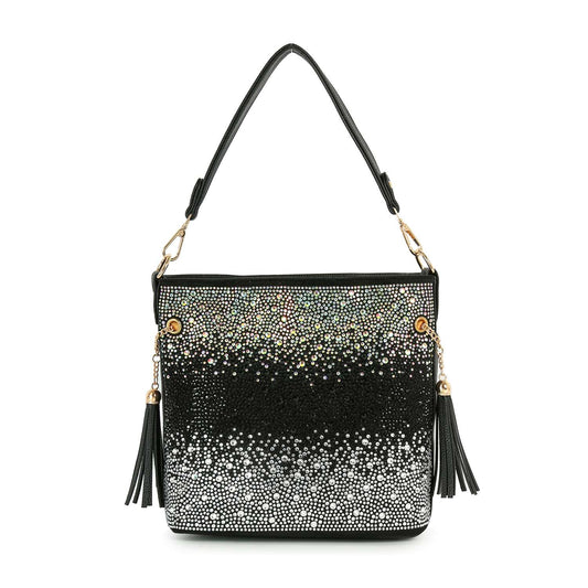Ombre Rhinestone Design Hobo Crossbody