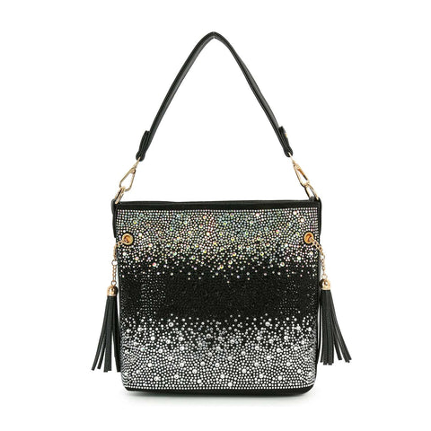 Ombre Rhinestone Design Hobo Crossbody