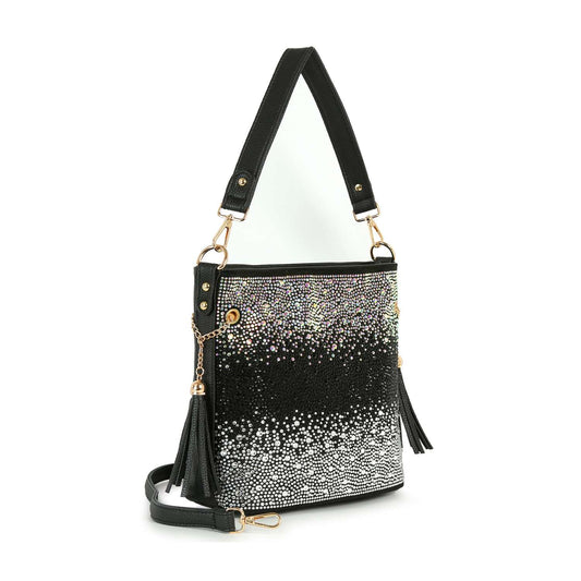 Ombre Rhinestone Design Hobo Crossbody