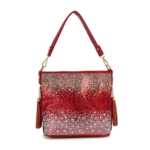 Ombre Rhinestone Design Hobo Crossbody