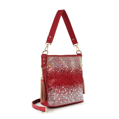 Ombre Rhinestone Design Hobo Crossbody